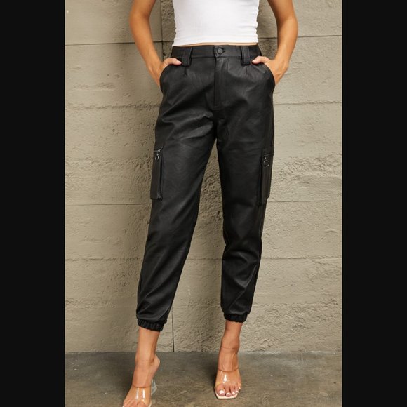 KanCan Pants - 🌟NEW, CUTE* - Kancan High Rise Leather Joggers |  OFFERS WELCOME!